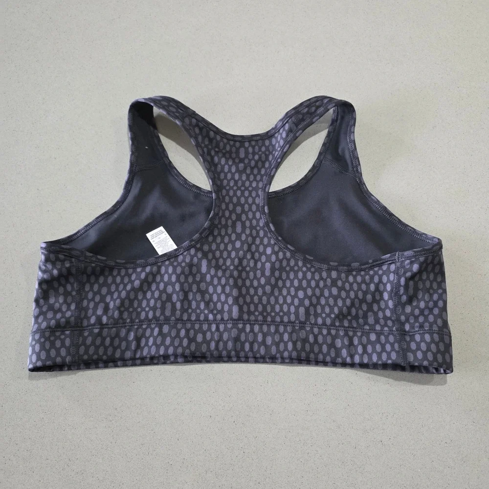 Nike Dri-FIT‎ Womens XL Black Grey Polka Dot Racerback Sports Bra Compression